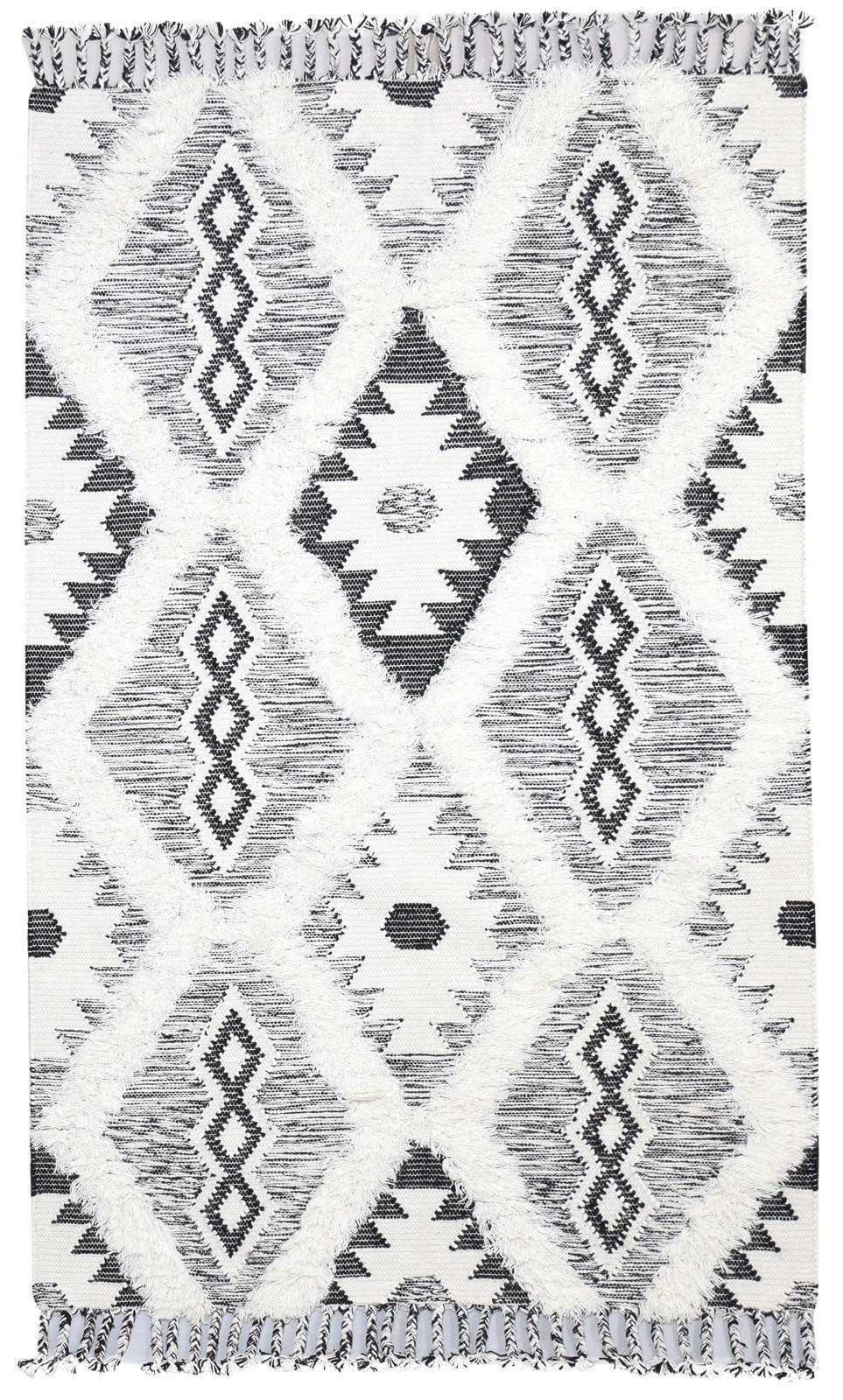 5' X 8' Rug Wool Charcoal Modern Dhurrie Scandinavian Diamond Room Size Carpet   7864155734165