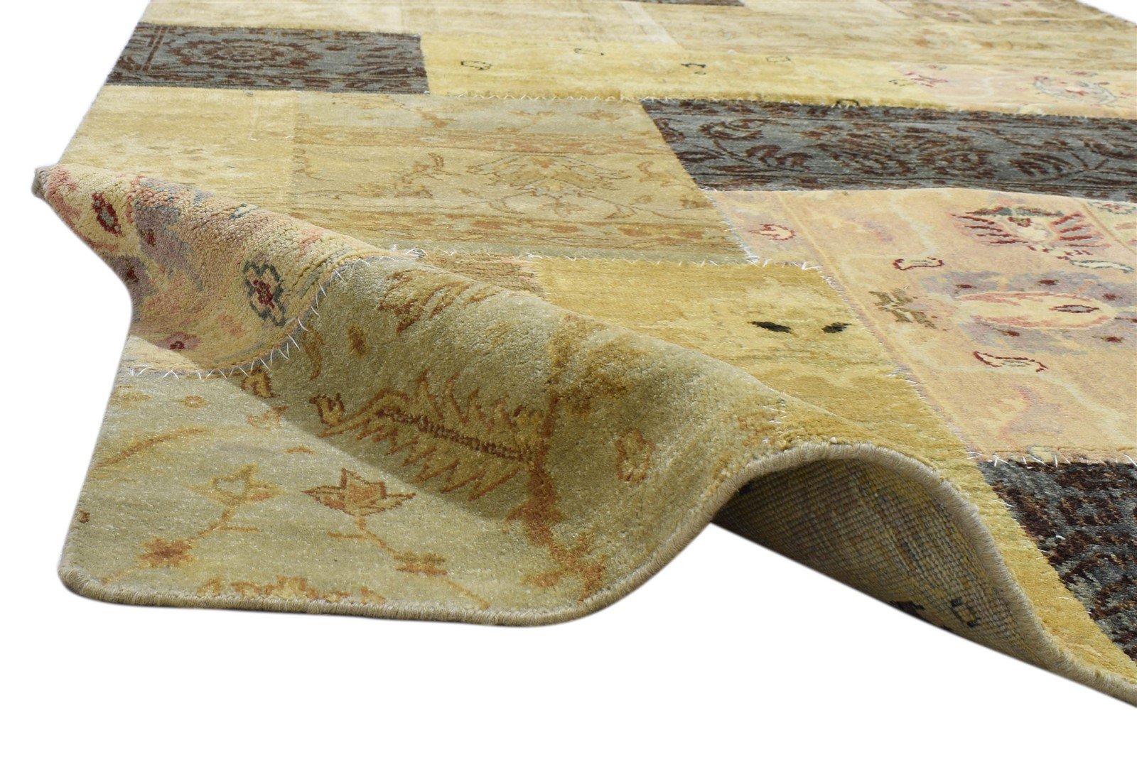 5' X 8' Rug Wool Gold Modern Hand Knotted Oriental Patchwork Room Size Carpet   7860691894421