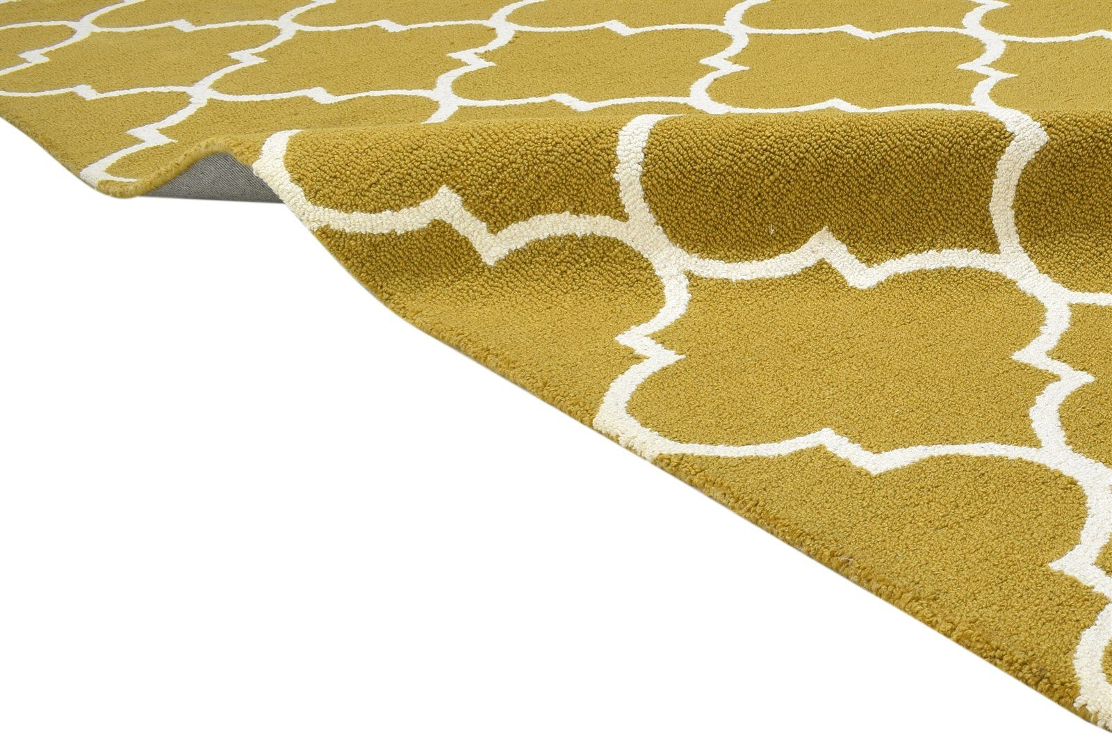 5' X 8' Rug Wool Gold Modern Hand Tufted Moroccan Trellis Room Size Carpet   7864281137301