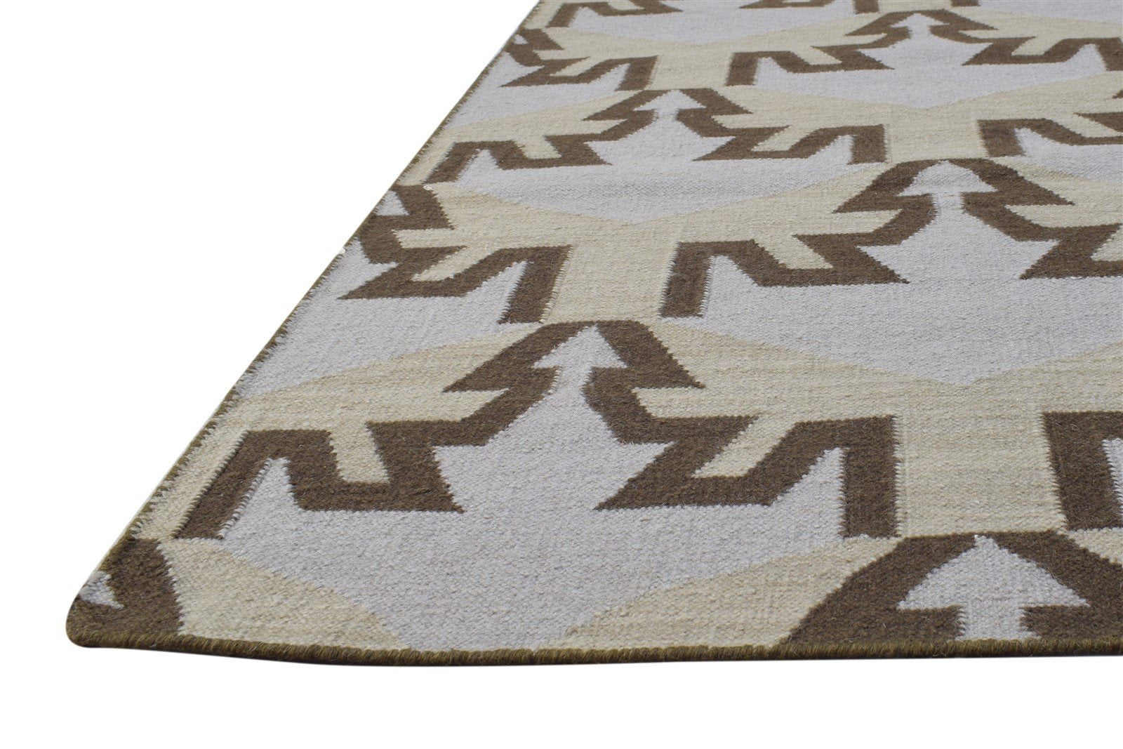 5' X 8' Rug Wool Grey Modern Dhurrie Moroccan Geometric Room Size Carpet   7865027494037