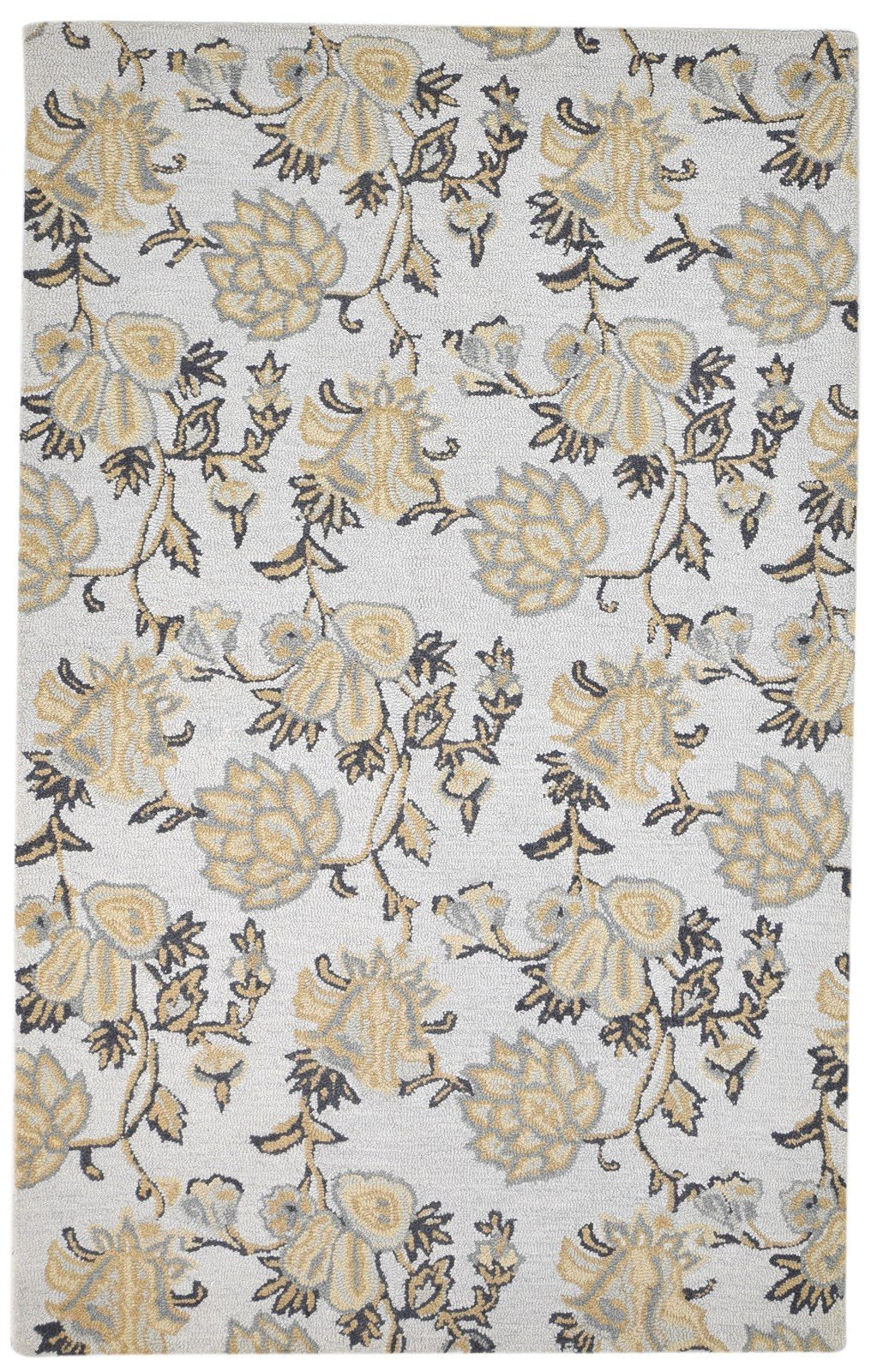 5' X 8' Rug Wool Grey Modern Hand Tufted French Floral Room Size Carpet   7864094720149