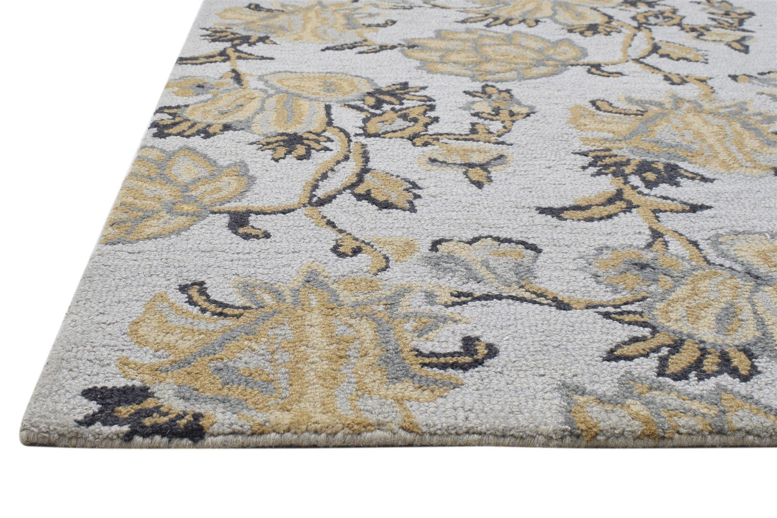 5' X 8' Rug Wool Grey Modern Hand Tufted French Floral Room Size Carpet   7864094720149