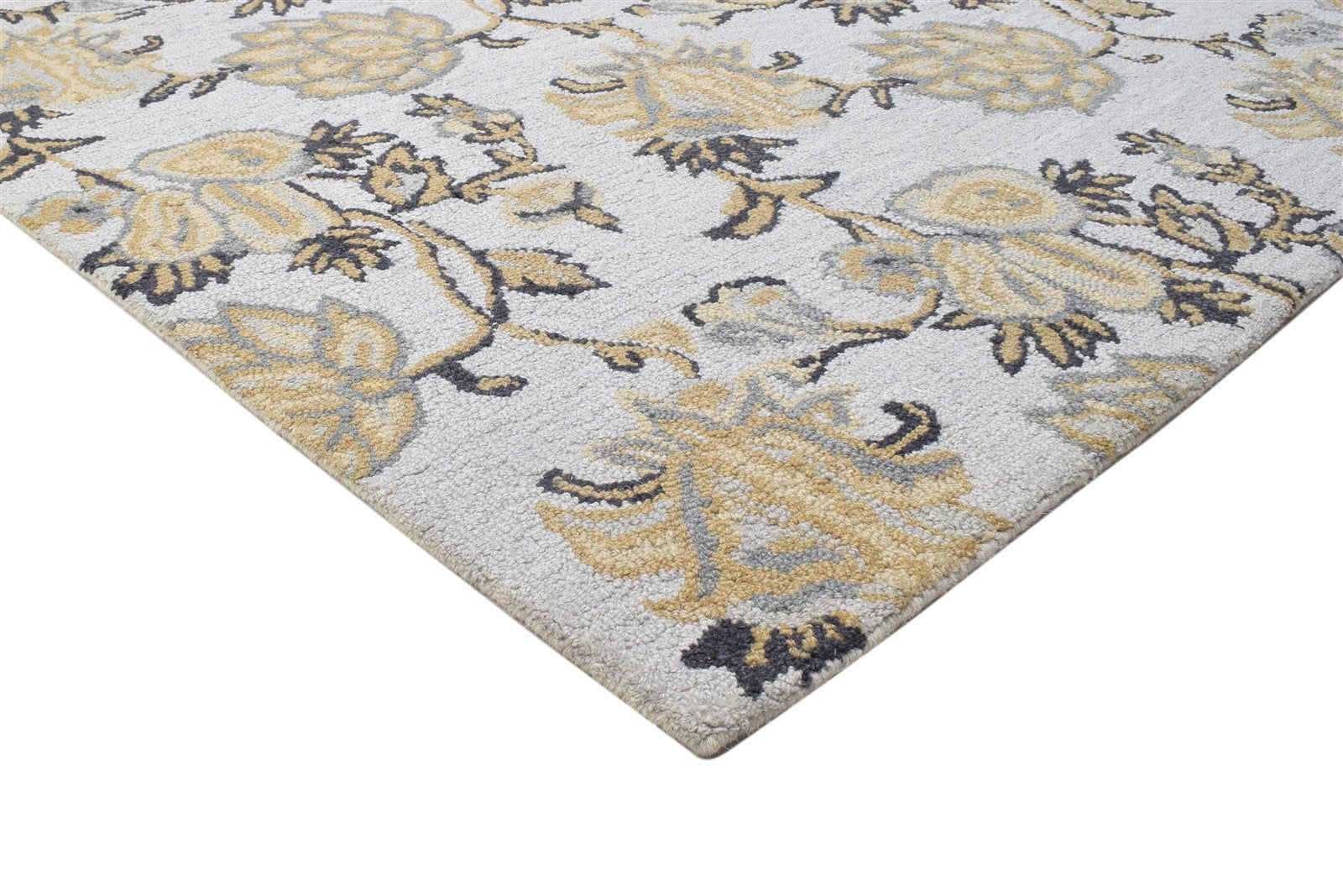 5' X 8' Rug Wool Grey Modern Hand Tufted French Floral Room Size Carpet   7864094720149