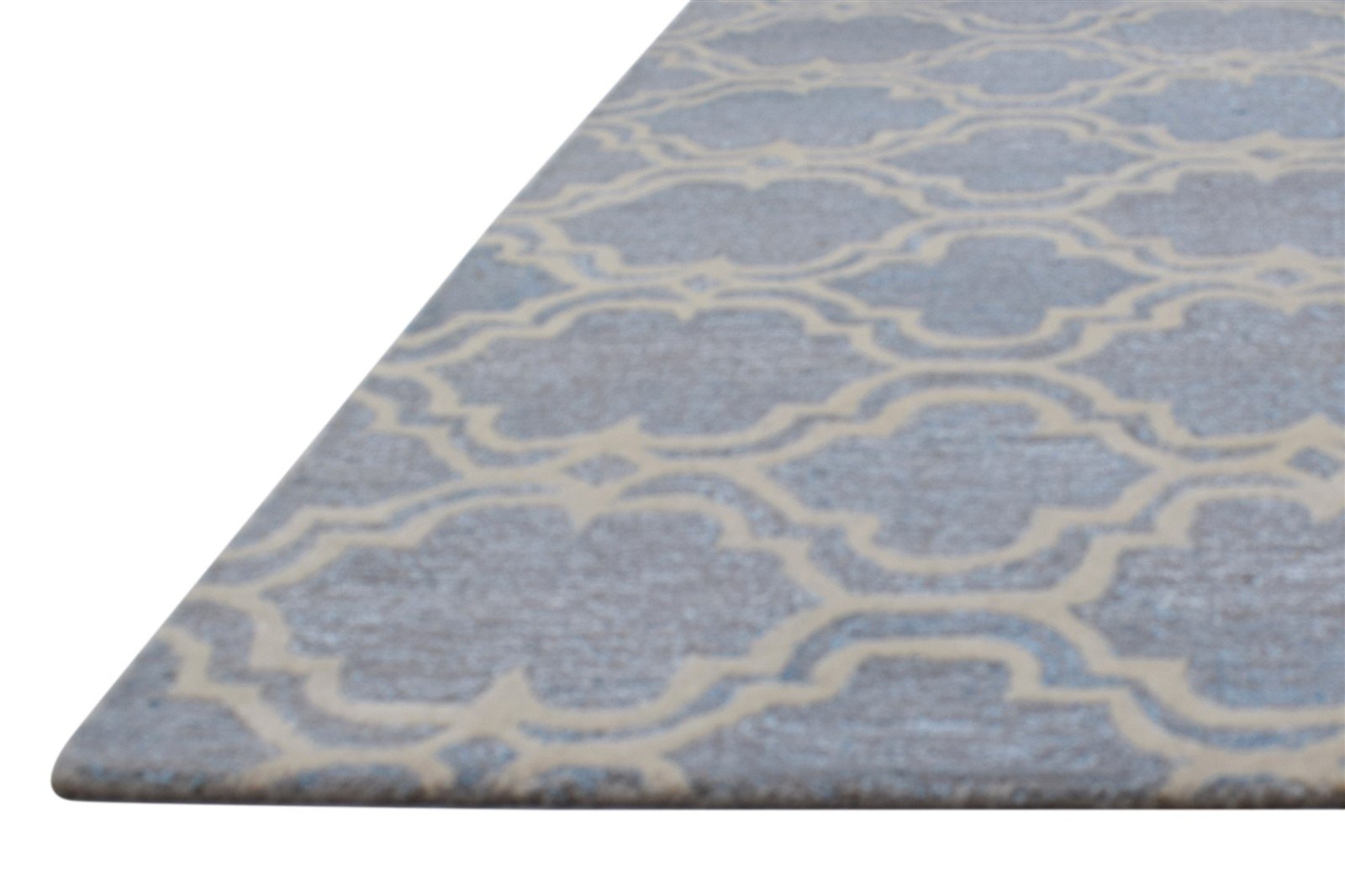 5' X 8' Rug Wool Grey Modern Hand Tufted Moroccan Scroll Tile Room Size Carpet   7864329175189