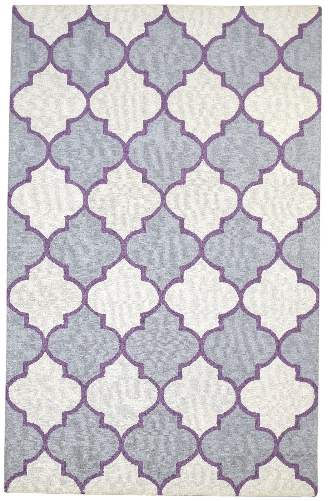 5' X 8' Rug Wool Grey Modern Hand Tufted Moroccan Trellis Room Size Carpet   7864291623061