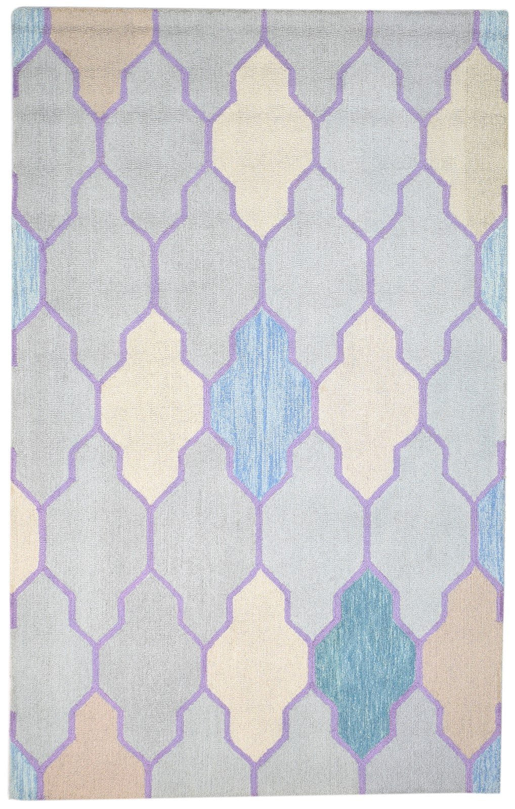 5' X 8' Rug Wool Grey Modern Hand Tufted Scandinavian Trellis Room Size Carpet   7864095899797