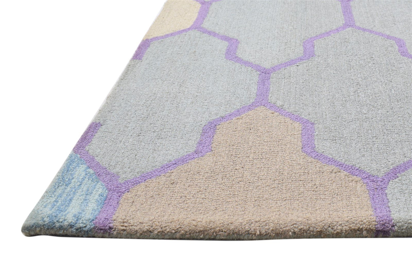 5' X 8' Rug Wool Grey Modern Hand Tufted Scandinavian Trellis Room Size Carpet   7864095899797