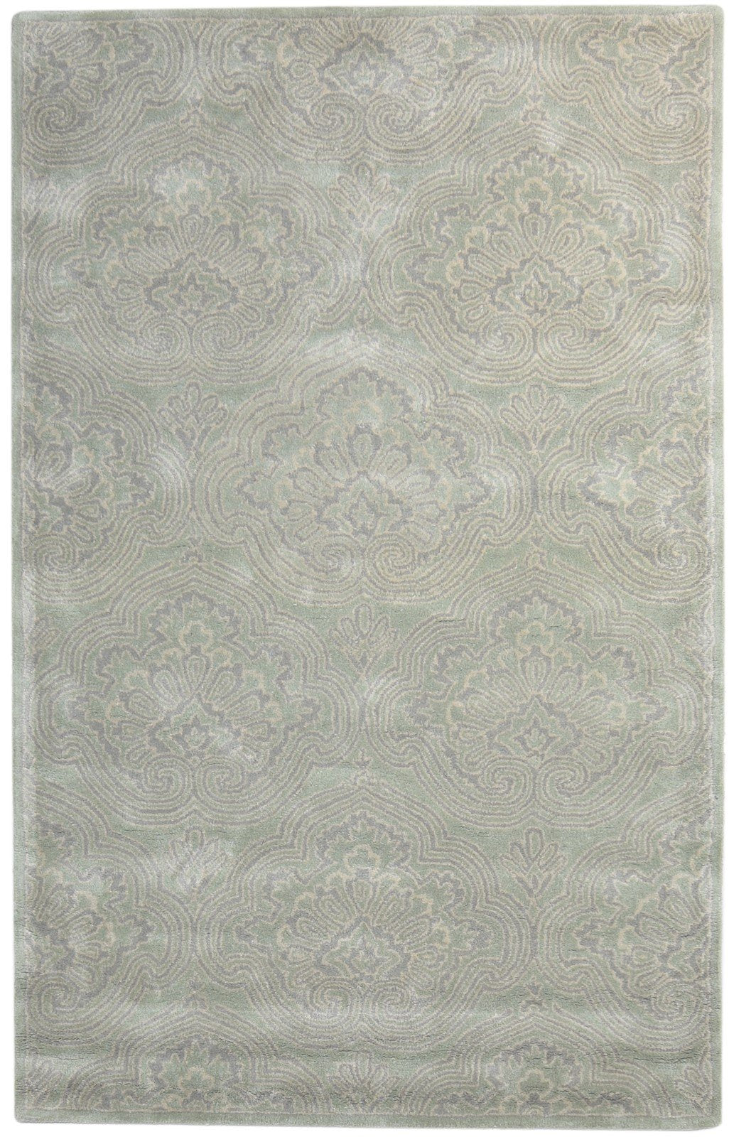 5' X 8' Rug Wool Grey Transitional Hand Tufted European Damask Room Size Carpet   7865177637013