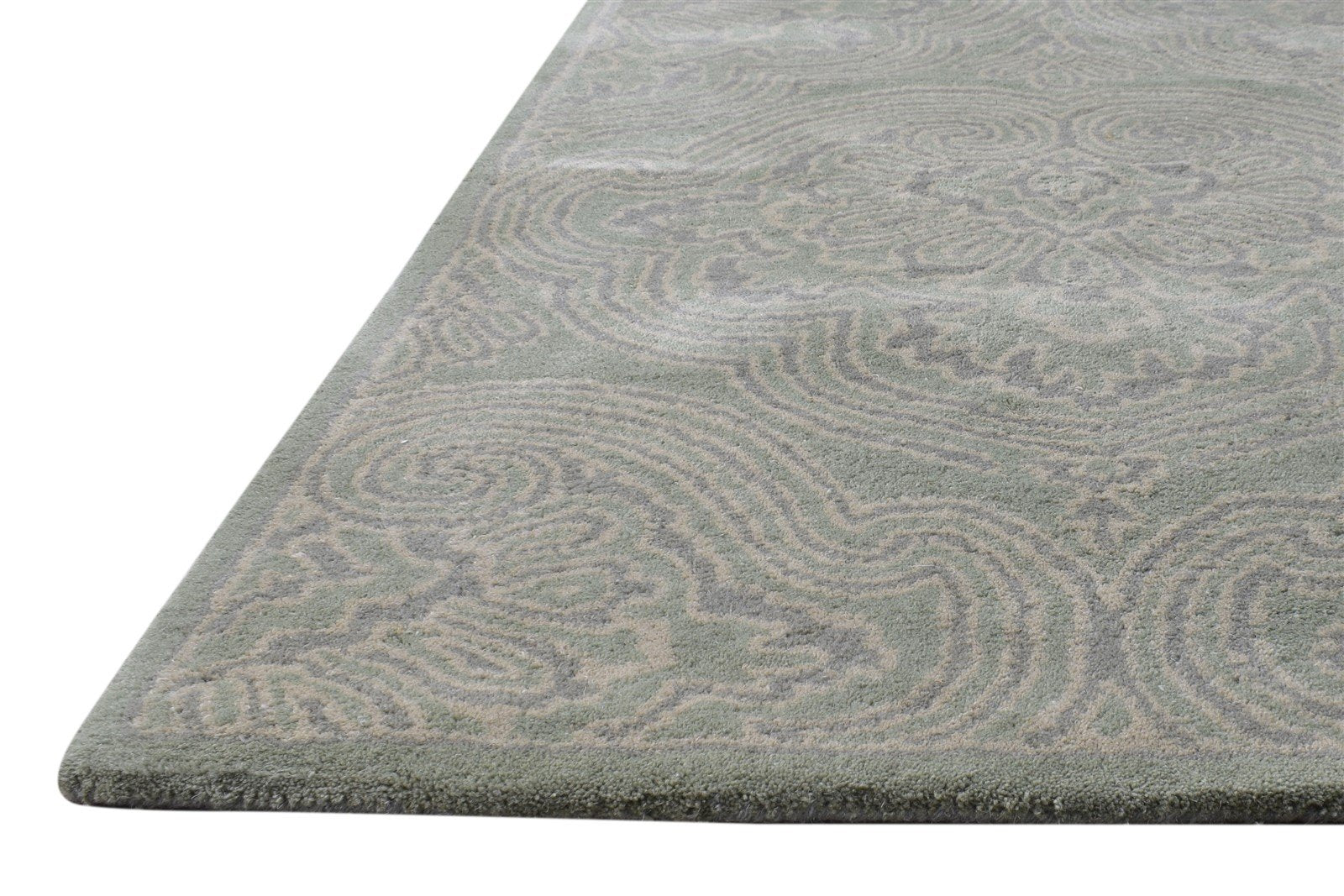 5' X 8' Rug Wool Grey Transitional Hand Tufted European Damask Room Size Carpet   7865177637013