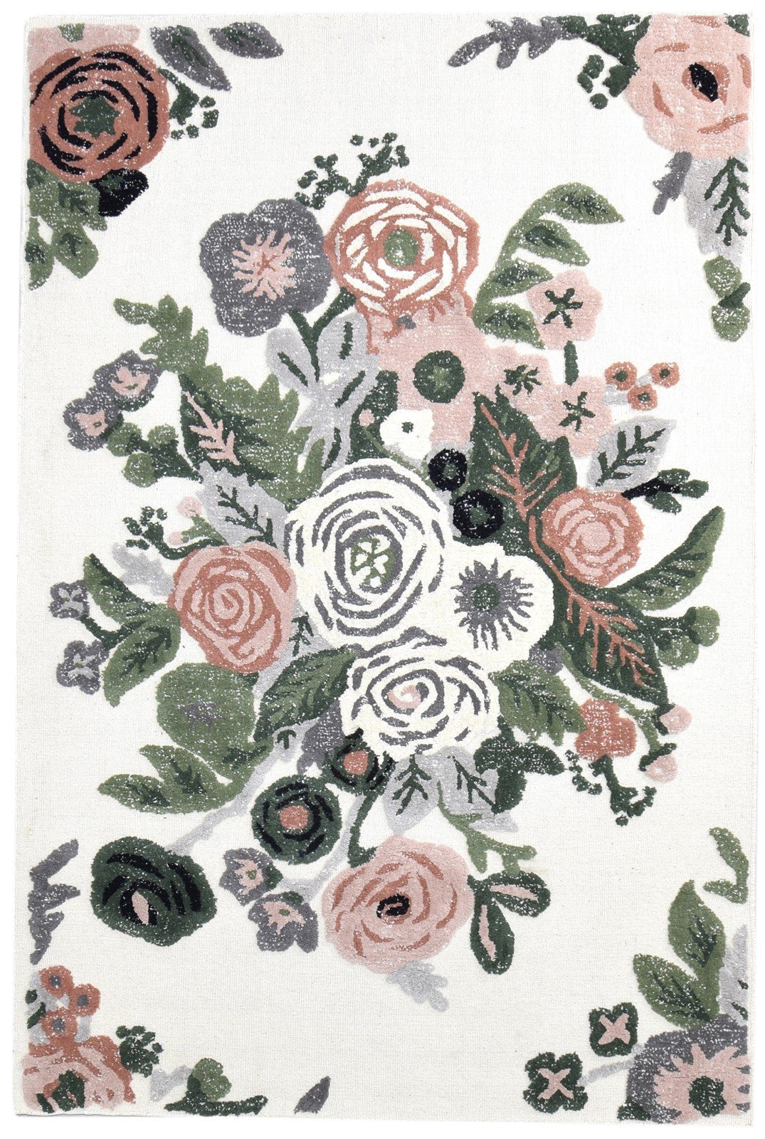 5' X 8' Rug Wool Ivory Modern Hand Tufted French Floral Room Size Carpet   7864998166677