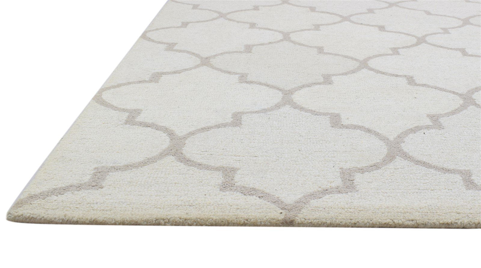 5' X 8' Rug Wool Ivory Modern Hand Tufted Moroccan Trellis Room Size Carpet 