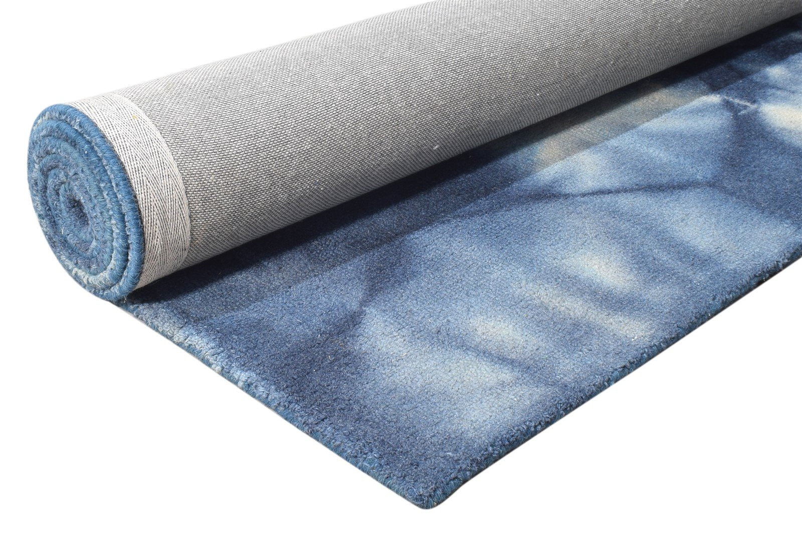 5' X 8' Rug Wool Navy Blue Modern Hand Tufted Shibori Tie Dye Room Size Carpet   7865198936213