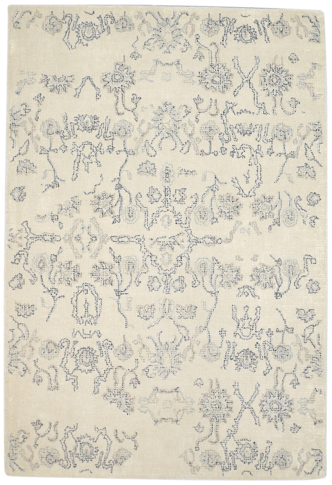 5' X 8' Rug Wool Oatmeal Erased Hand Tufted Oushak Floral Room Size Carpet   7864094883989