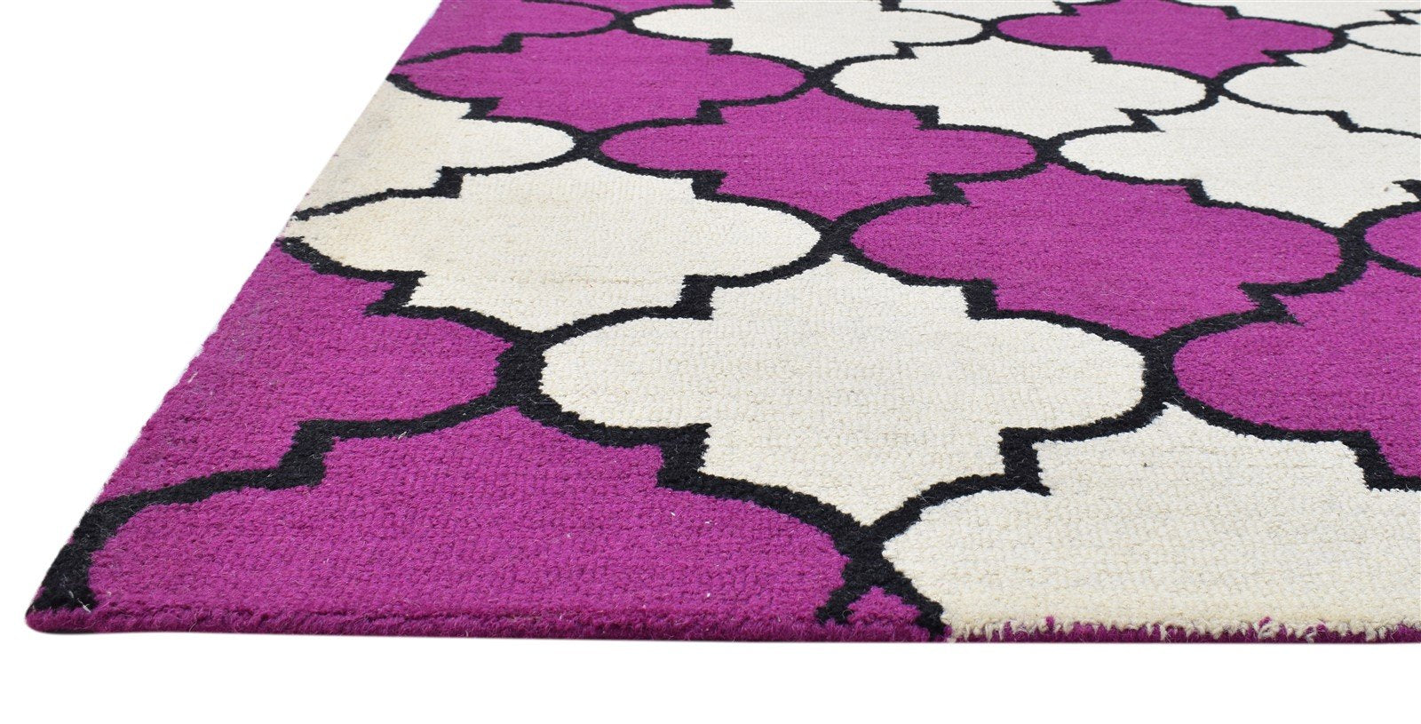 5' X 8' Rug Wool Purple Modern Hand Tufted Moroccan Trellis Room Size Carpet 