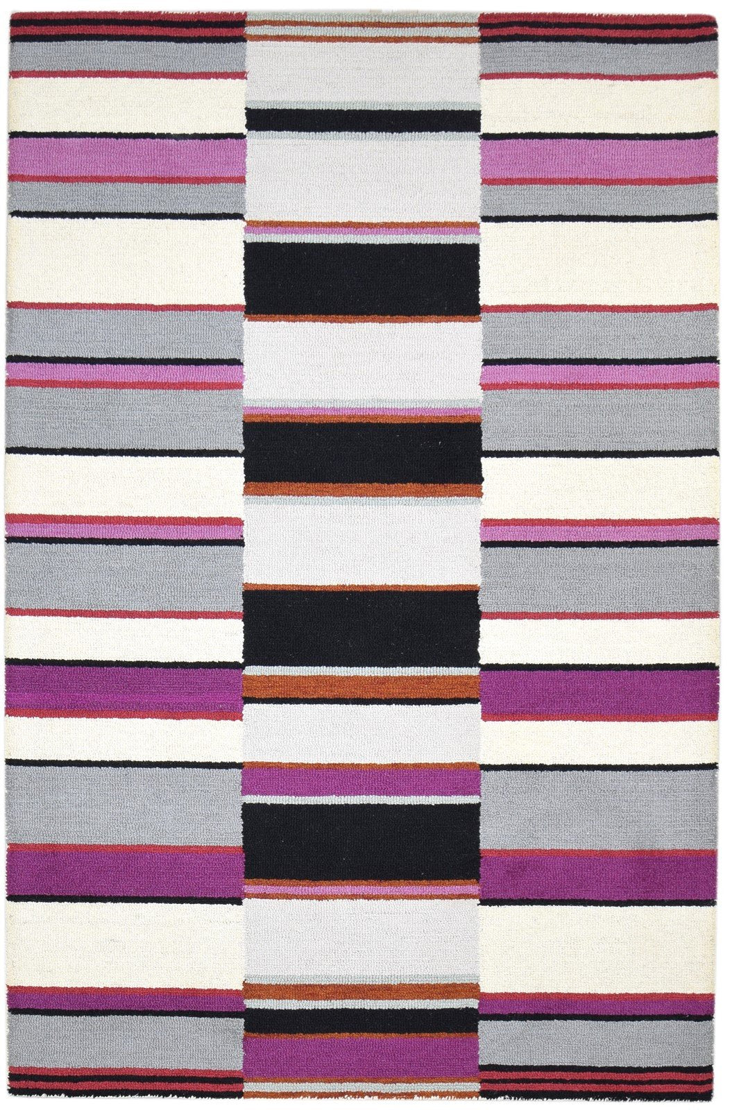 Virginia 5' X 8' Rug Wool Purple Modern Hand Tufted Scandinavian Striped   7864255185045
