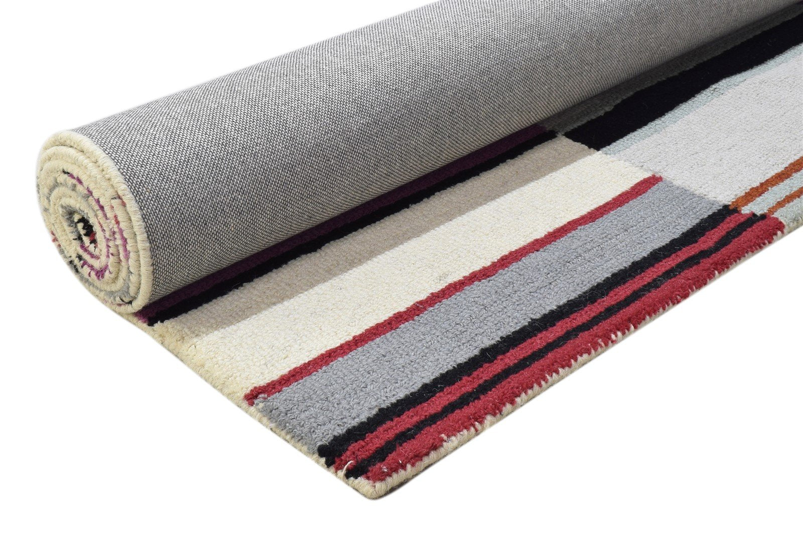 Virginia 5' X 8' Rug Wool Purple Modern Hand Tufted Scandinavian Striped   7864255185045