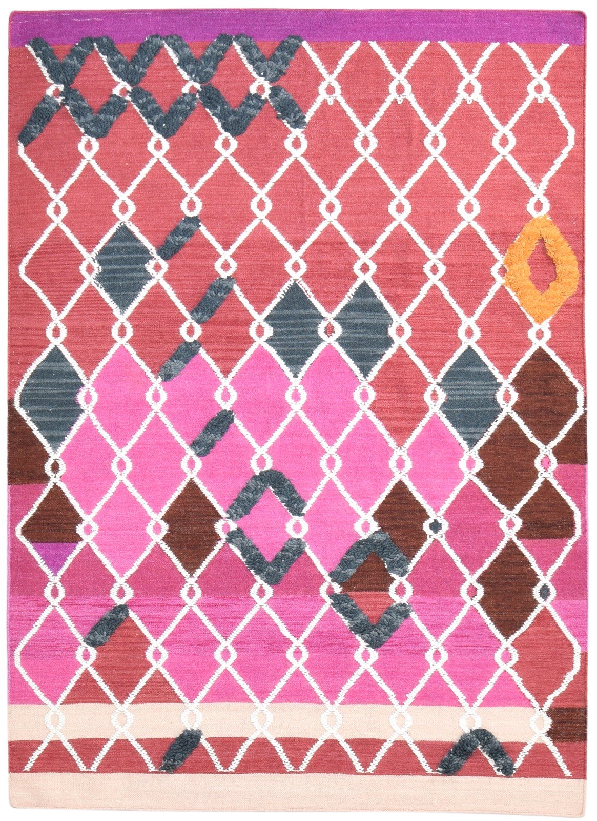 5' X 8' Rug Wool Red Modern Dhurrie Bohemian Scroll Tile Room Size Carpet   7865008160917