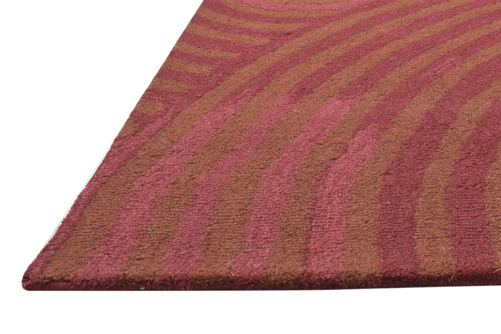 5' X 8' Rug Wool Red Modern Hand Tufted Scandinavian Circles Room Size Carpet   7864097407125