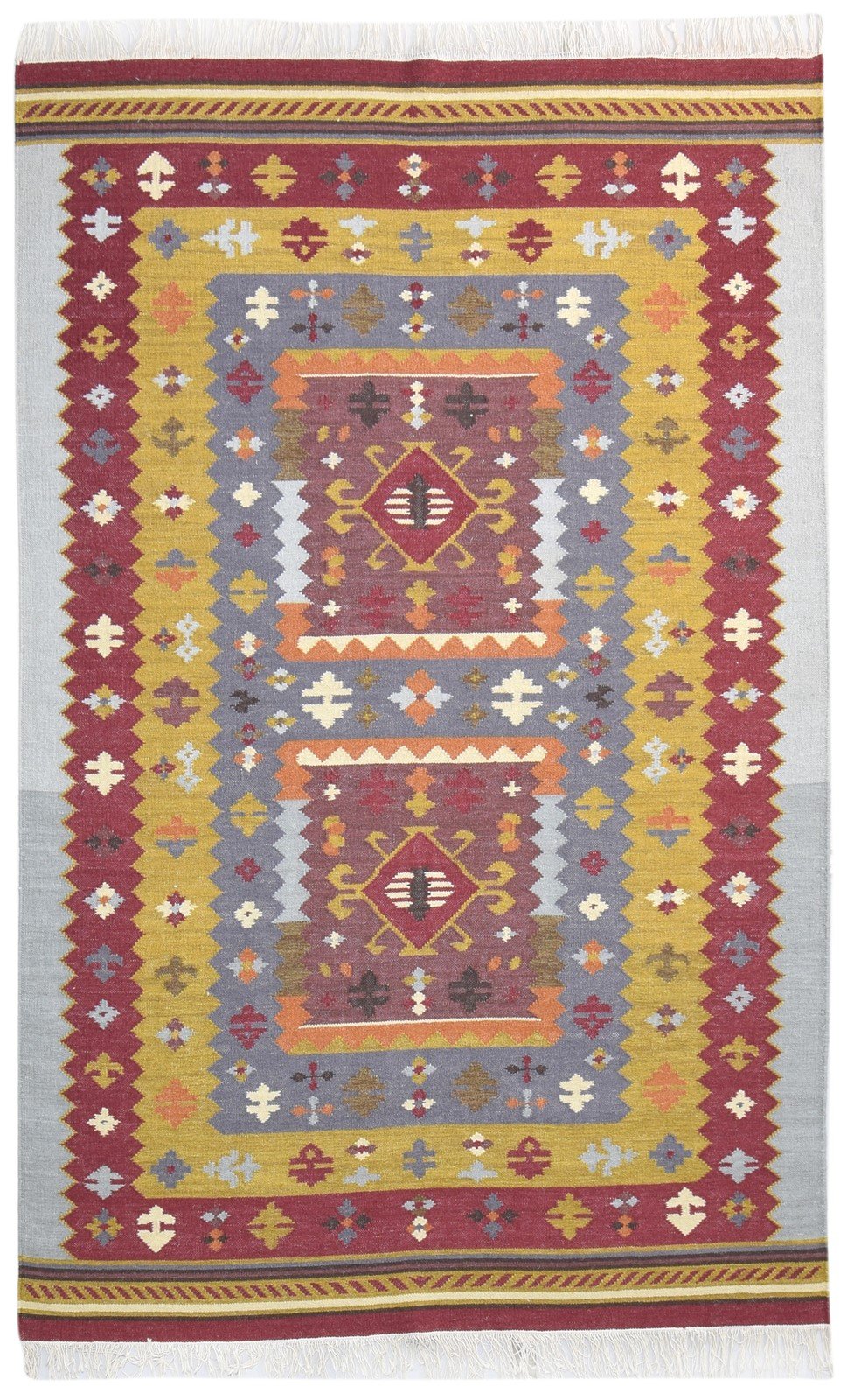 5' X 8' Rug Wool Red Southwestern Dhurrie American Tribal Room Size Carpet   7865076416661