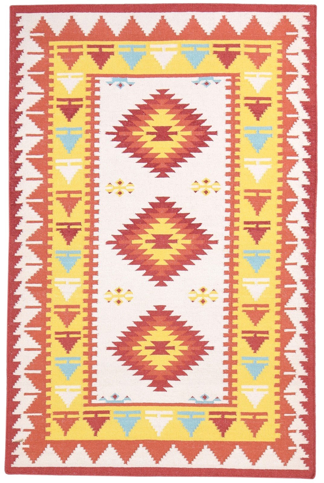 5' X 8' Rug Wool Red Southwestern Dhurrie American Tribal Room Size Carpet   7865022873749