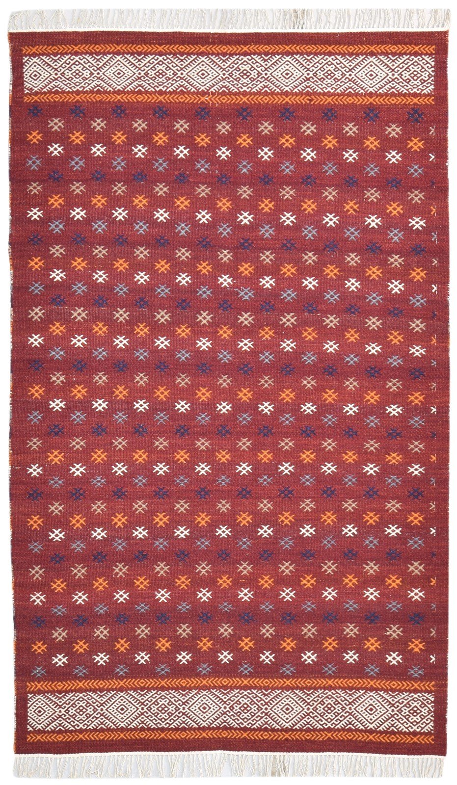 5' X 8' Rug Wool Red Southwestern Dhurrie American Tribal Room Size Carpet   7865043878037