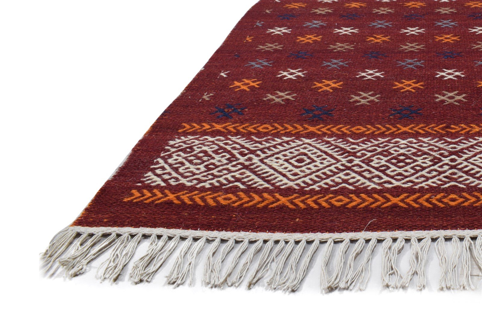 5' X 8' Rug Wool Red Southwestern Dhurrie American Tribal Room Size Carpet   7865043878037