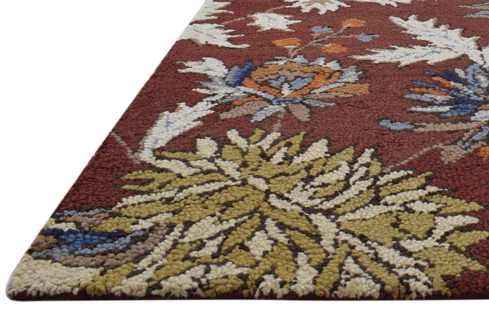 5' X 8' Rug Wool Rust Modern Hand Tufted French Floral Room Size Carpet   7860706640021
