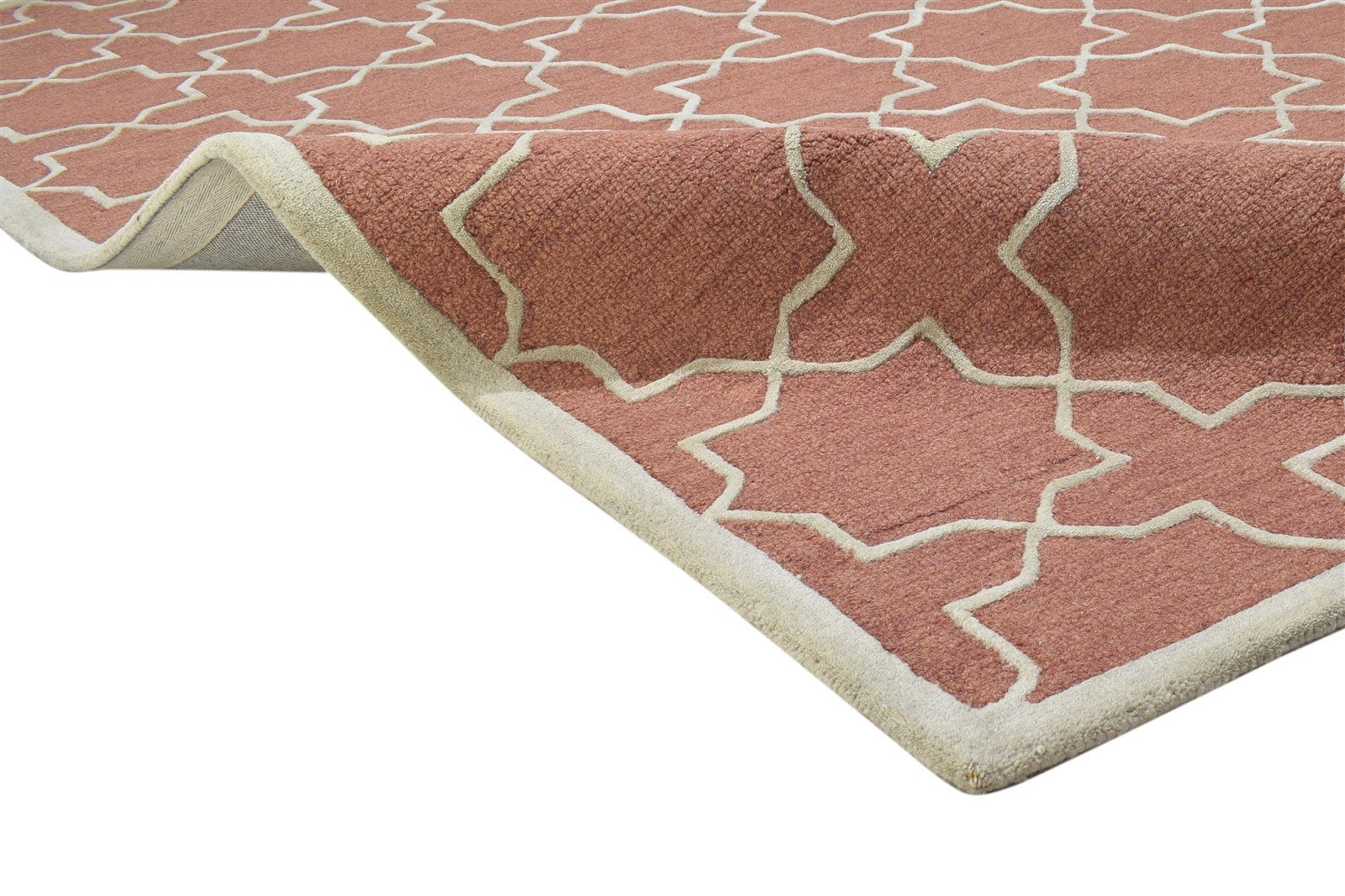 5' X 8' Rug Wool Rust Modern Hand Tufted Moroccan Trellis Room Size Carpet   7864260067477