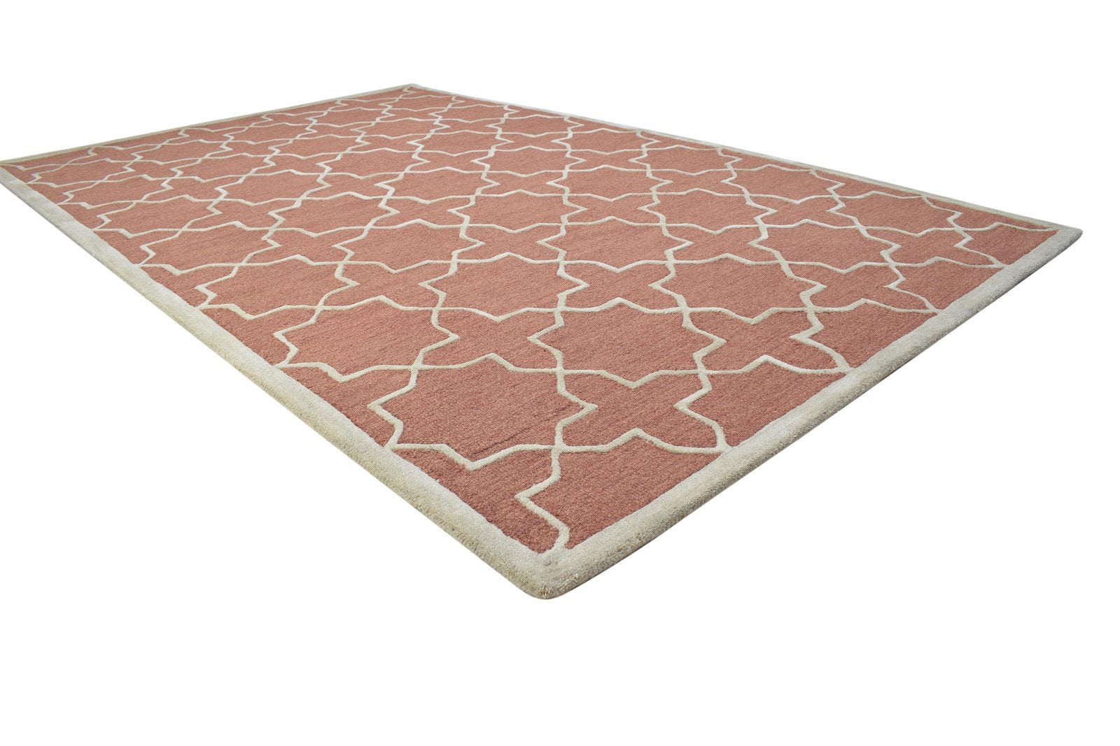 5' X 8' Rug Wool Rust Modern Hand Tufted Moroccan Trellis Room Size Carpet   7864260067477