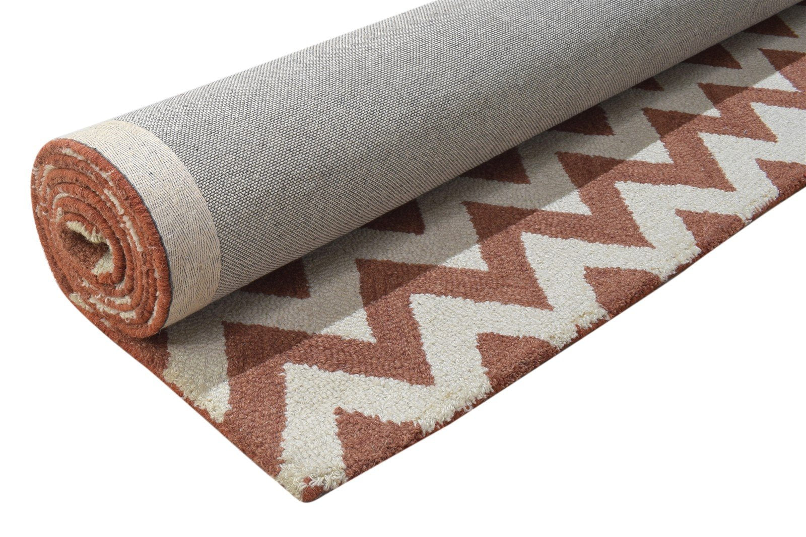 5' X 8' Rug Wool Rust Modern Hand Tufted Scandinavian Chevron Room Size Carpet   7864154718357