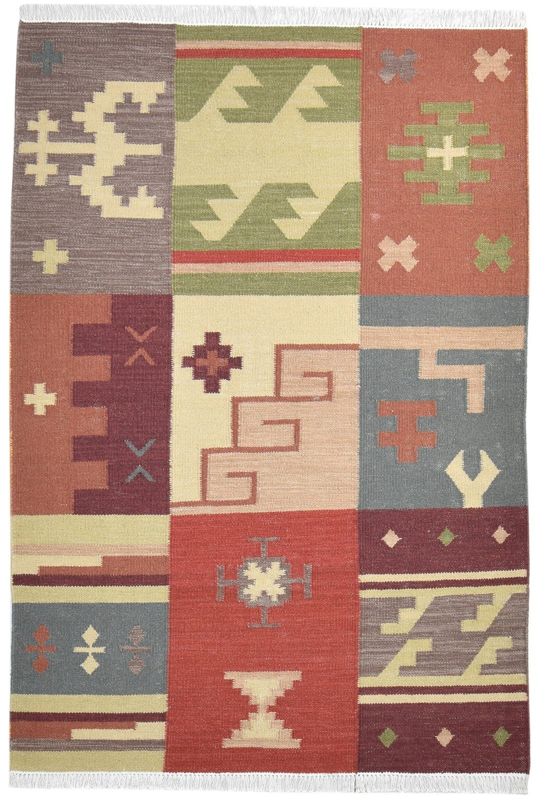 5' X 8' Rug Wool Rust Southwestern Dhurrie American Tribal Room Size Carpet   7865034834069