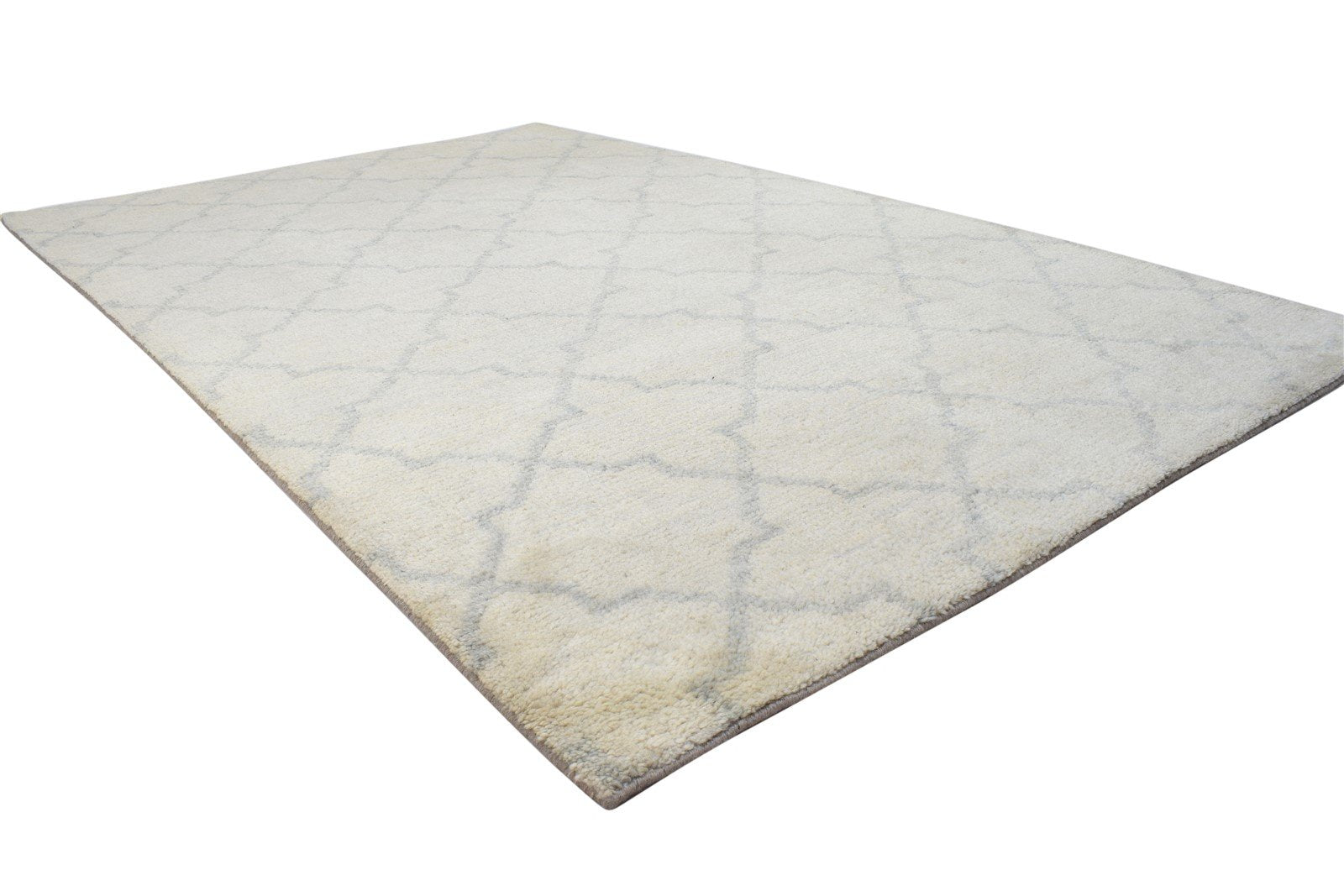 Aurelie 5' X 8' Rug Wool Sand Modern Hand Knotted Moroccan Trellis   7864511627413