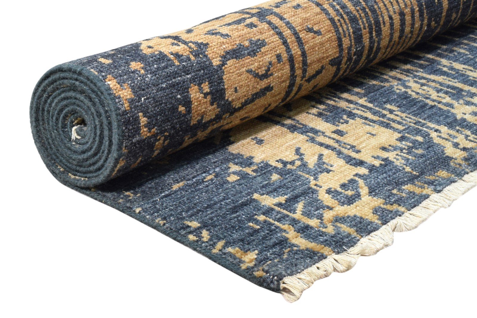 6' X 9' Rug Wool Silk Blue Modern Hand Knotted Indian Abstract Room Size Carpet 