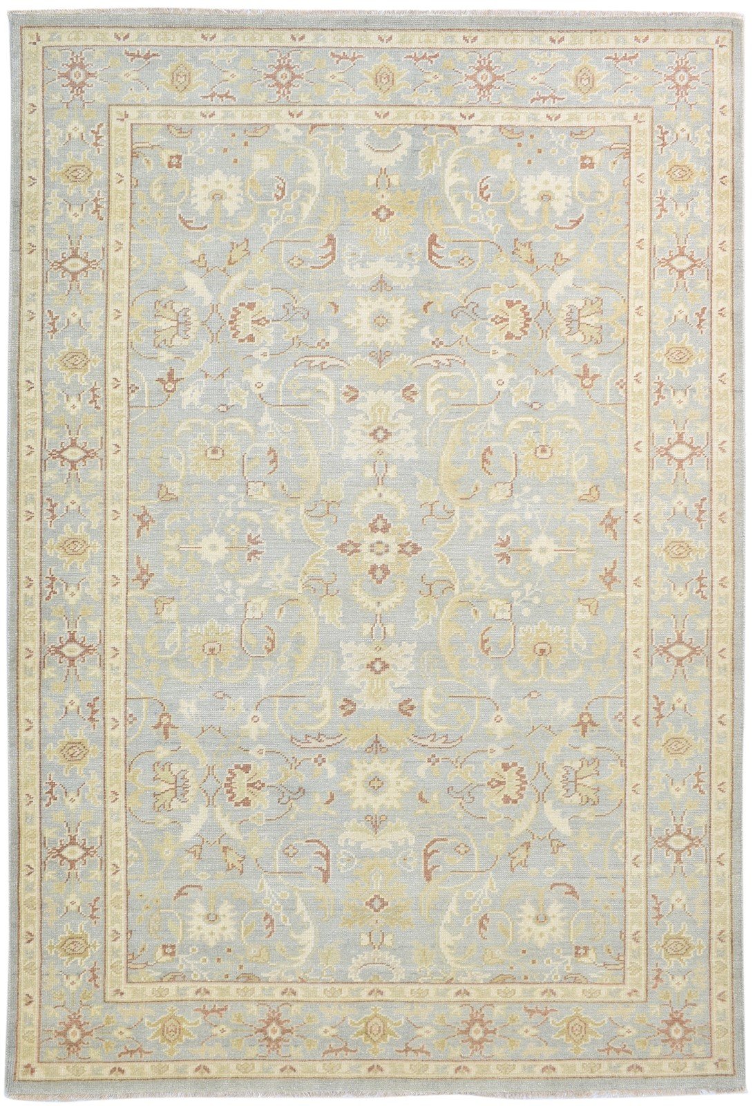 Hand Knotted Grey Wool Rug 6' X 9' Persian Oushak Oriental Large Carpet 