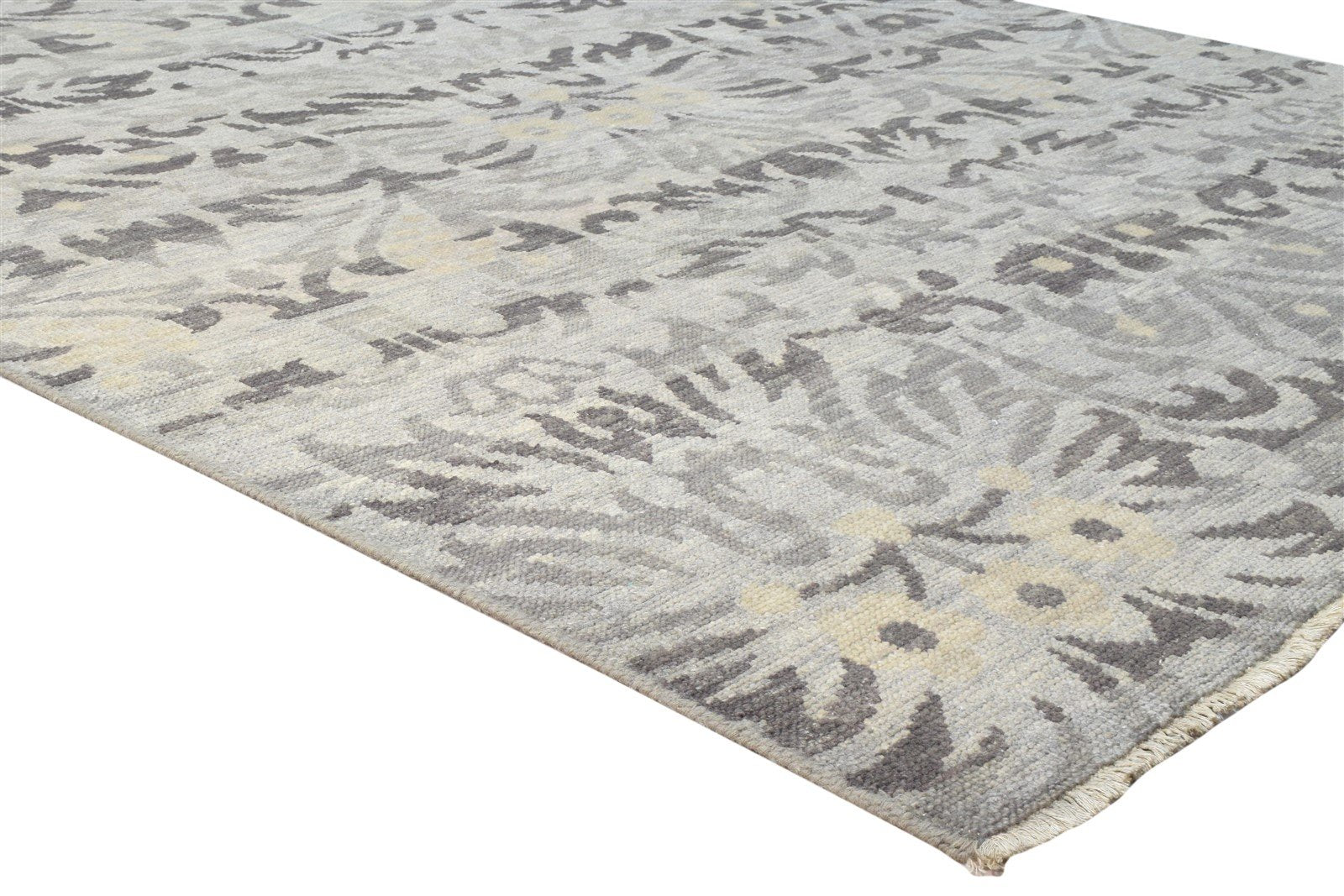 Grey Wool Silk Rug 6' X 9' Modern Hand Knotted Indian Floral Room Size Carpet 