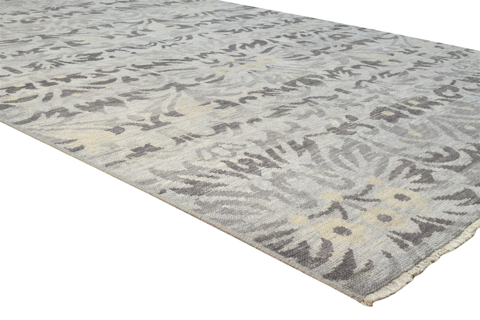 Grey Wool Silk Rug 6' X 9' Modern Hand Knotted Indian Floral Room Size Carpet 