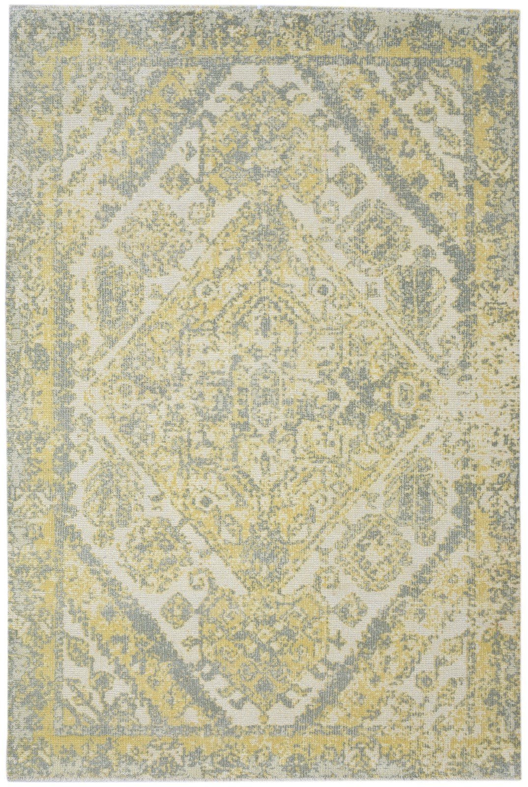 Hand Knotted Gold Wool Rug 6X9 Persian Heriz-Indian Distressed Room Size Carpet