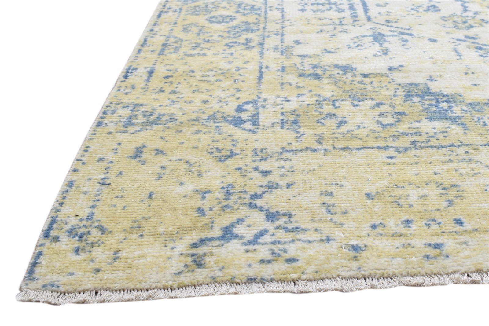 Ivory Wool Rug 6' X 9' Persian Hand Knotted Nain Distressed Room Size Carpet