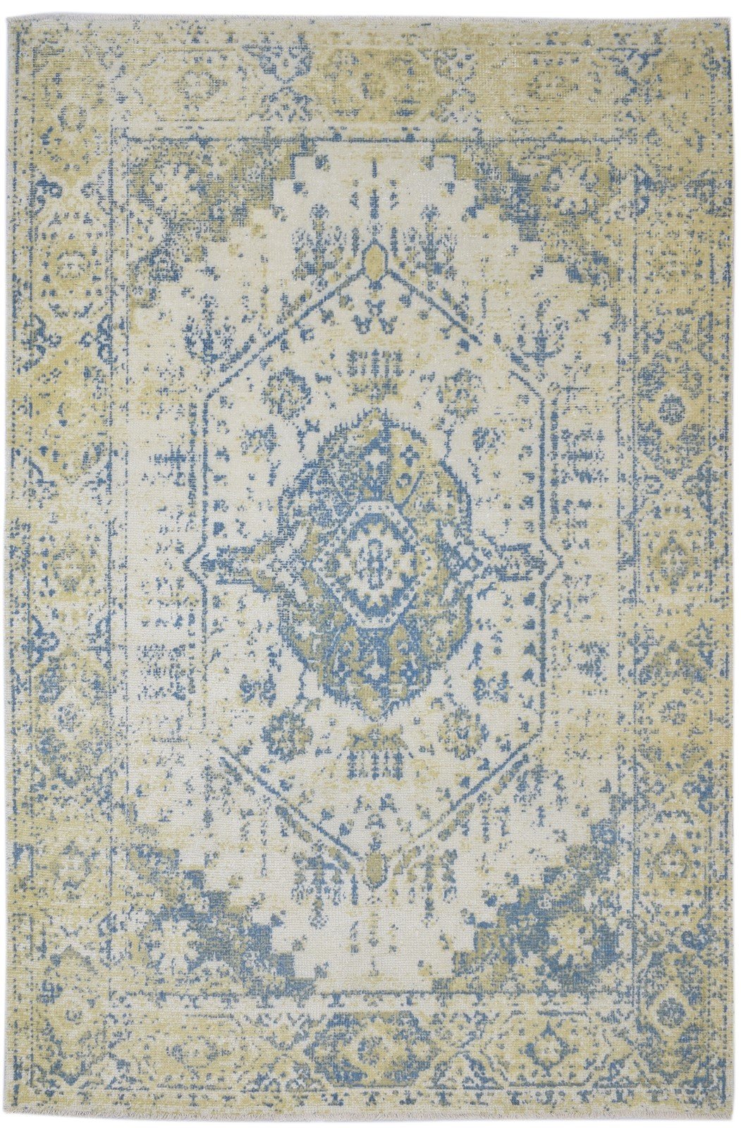 Ivory Wool Rug 6' X 9' Persian Hand Knotted Nain Distressed Room Size Carpet