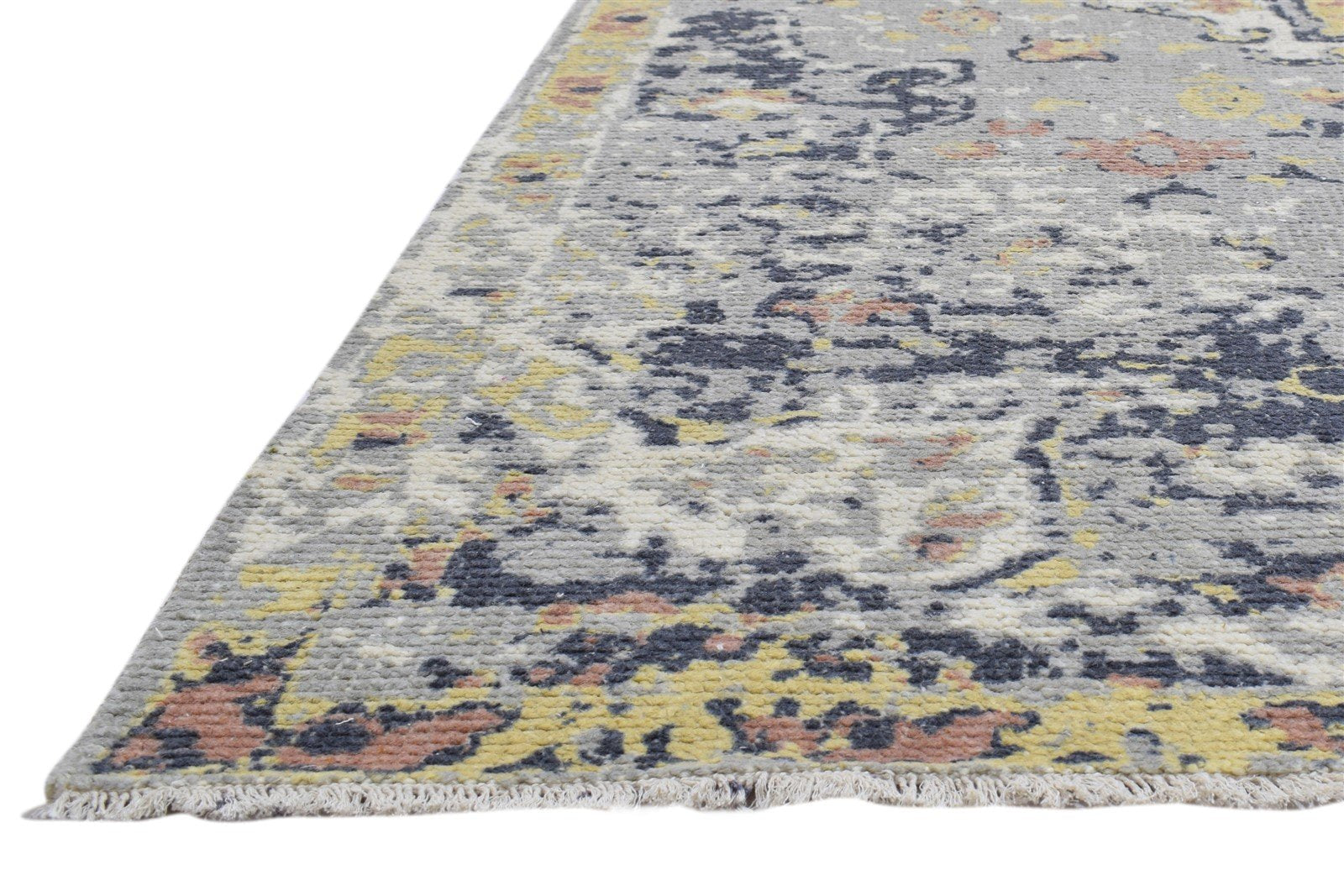 Wool Grey Rug 6X9 Persian Hand Knotted Heriz-Indian Distressed Room Size Carpet