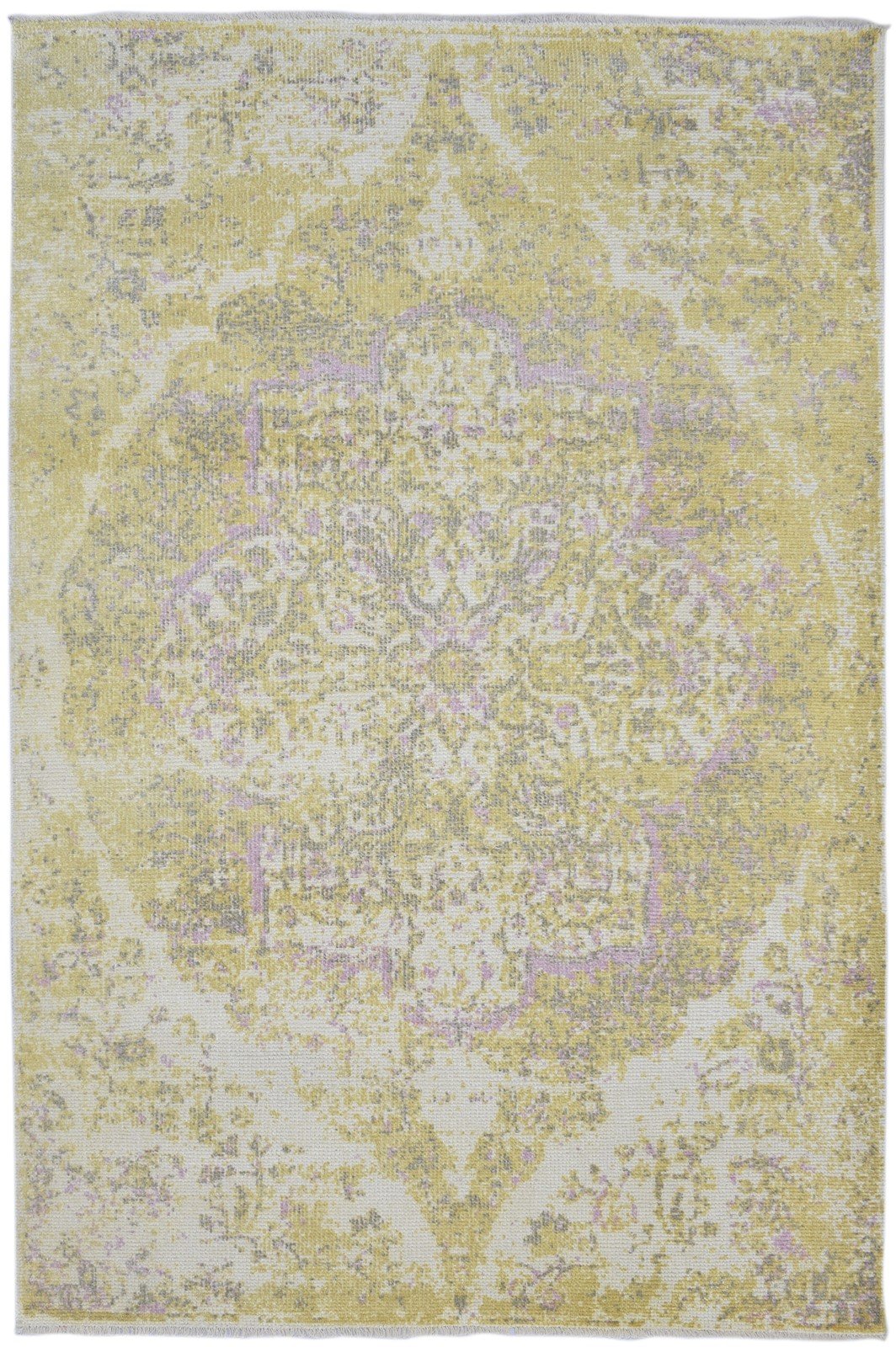 Hand Knotted Gold Wool Rug 6X9 Persian Heriz-Indian Distressed Room Size Carpet 