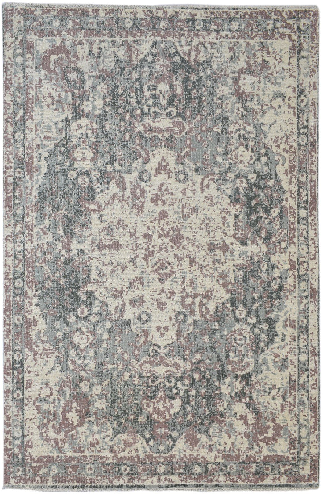 Wool Charcoal Rug 6X9 Persian Hand Knotted Heriz-Indian Distressed Room Size