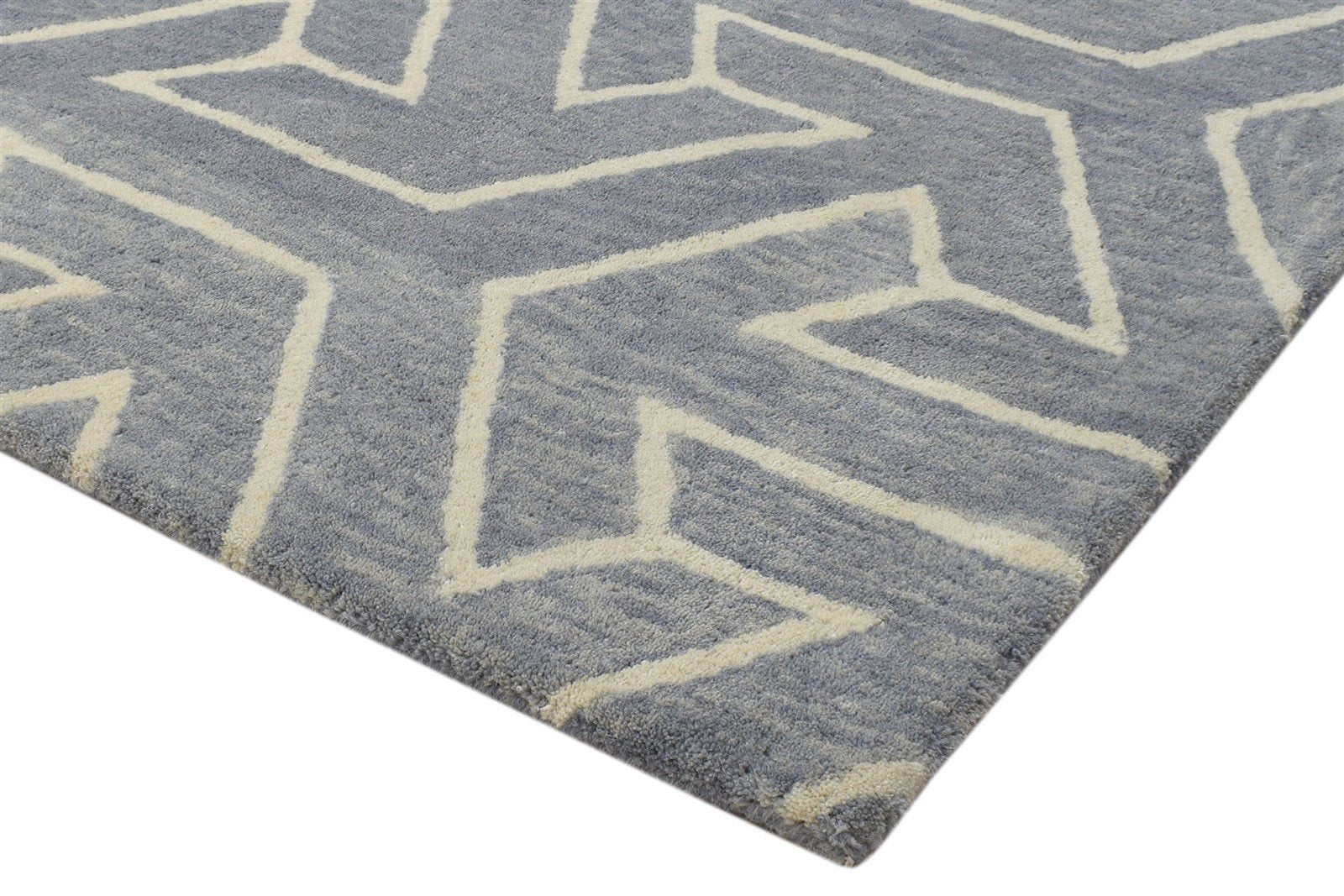 100% Wool Grey Rug 4X6 Modern Hand Tufted Scandinavian Arrow Room Size Carpet 