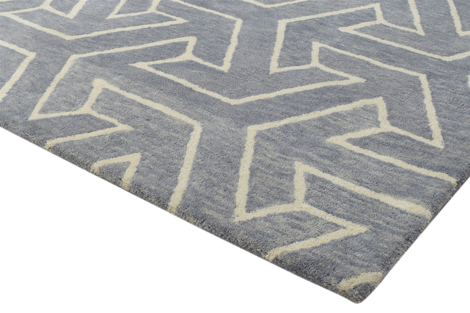 100% Wool Grey Rug 4X6 Modern Hand Tufted Scandinavian Arrow Room Size Carpet 