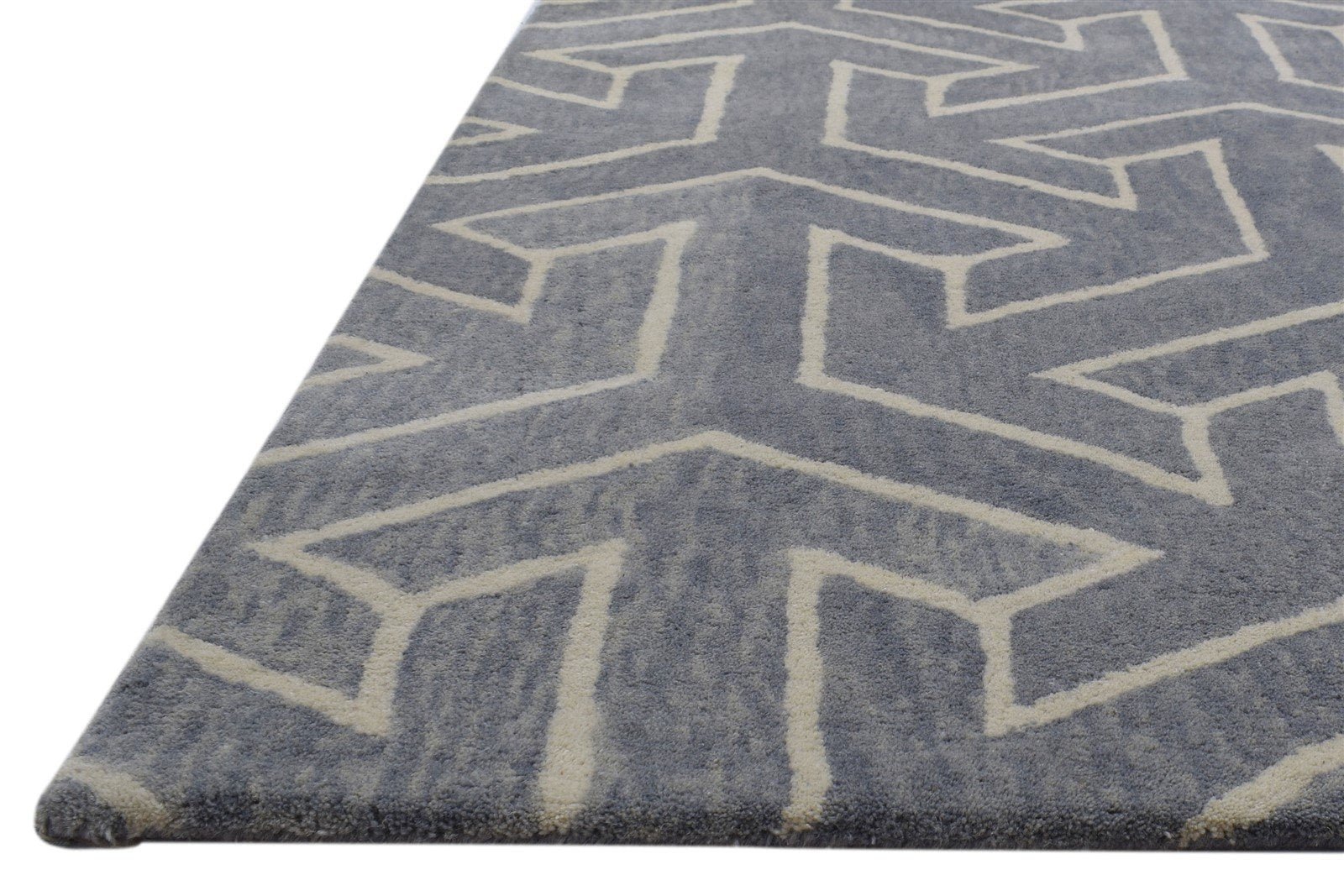 100% Wool Grey Rug 4X6 Modern Hand Tufted Scandinavian Arrow Room Size Carpet 