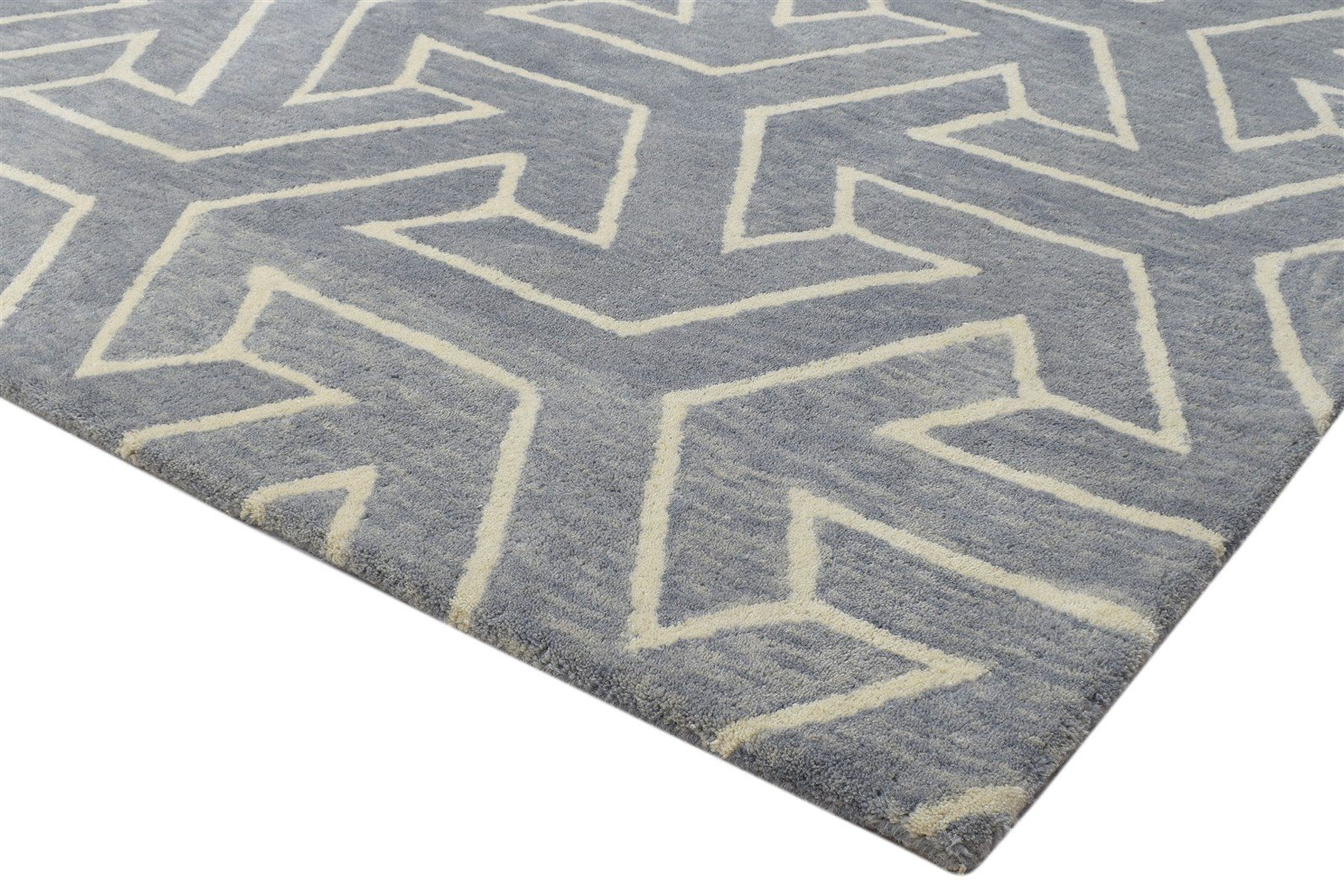 100% Wool Grey Rug 4X6 Modern Hand Tufted Scandinavian Arrow Room Size Carpet 