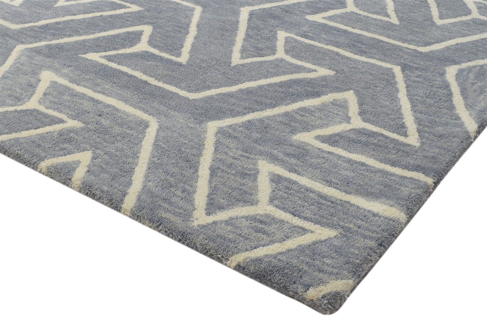 100% Wool Grey Rug 4X6 Modern Hand Tufted Scandinavian Arrow Room Size Carpet 