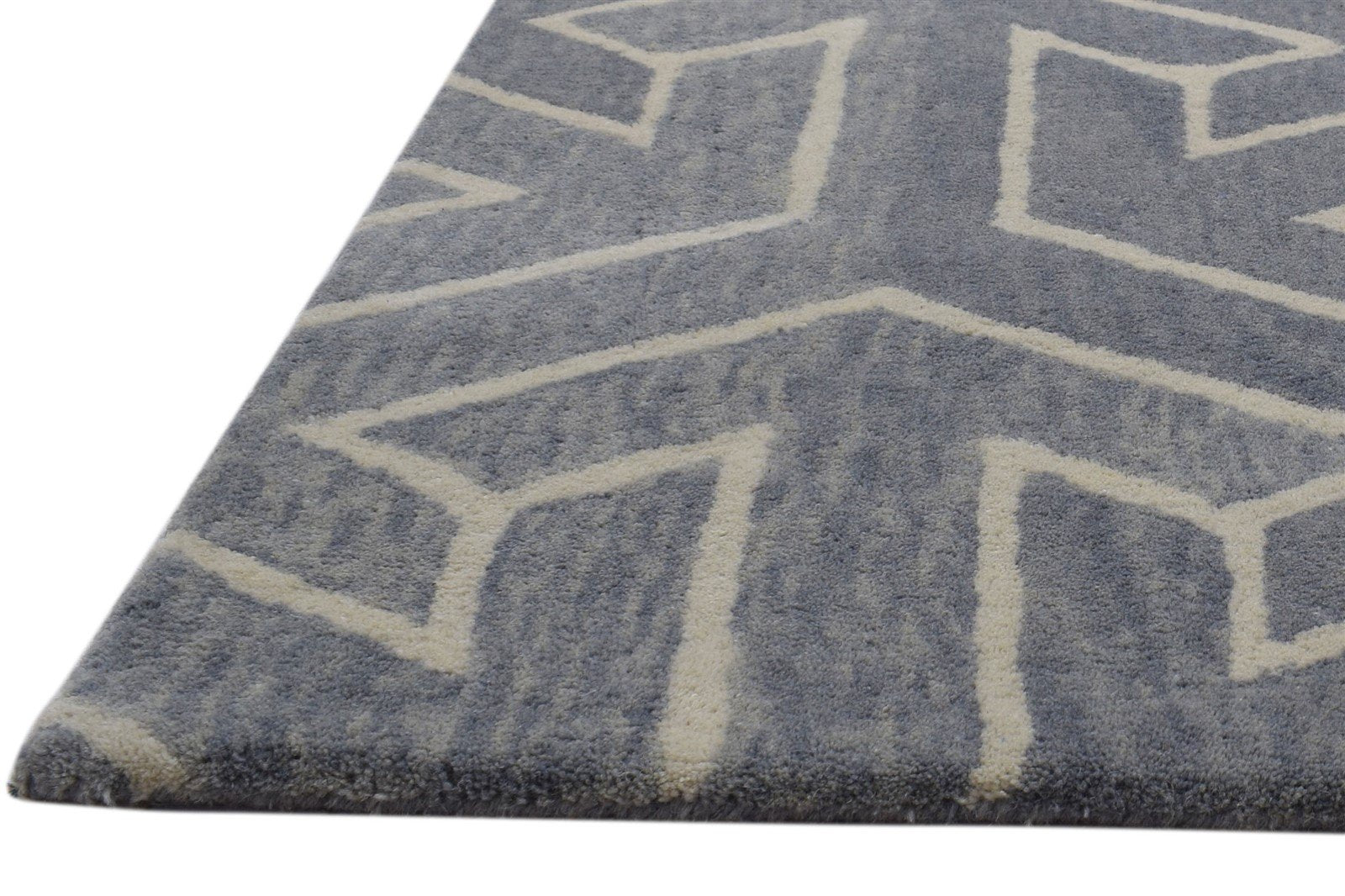 100% Wool Grey Rug 4X6 Modern Hand Tufted Scandinavian Arrow Room Size Carpet 