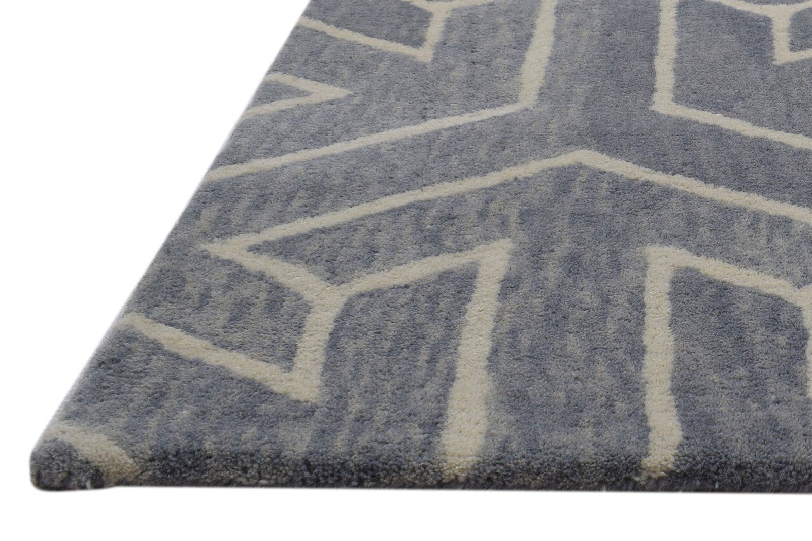 100% Wool Grey Rug 4X6 Modern Hand Tufted Scandinavian Arrow Room Size Carpet 