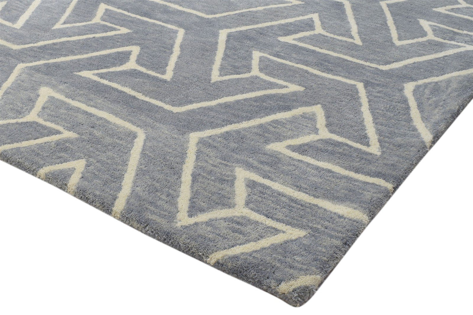 100% Wool Grey Rug 4X6 Modern Hand Tufted Scandinavian Arrow Room Size Carpet 